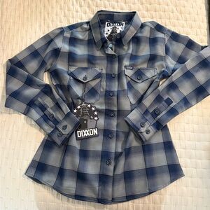 DIXXON Kids Navy and Gray Plaid Button Down Shirt
